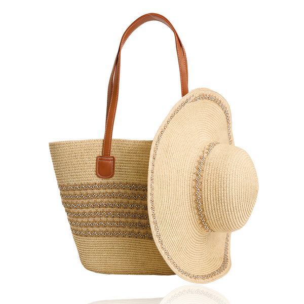 Sunhat Wide Brim Tahiti Woven Textured Stripe Beach