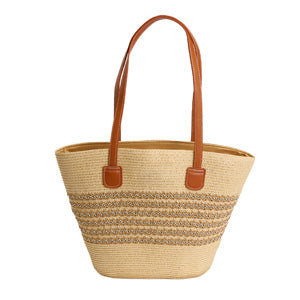 Beach Tote Tahiti Woven Textured Stripe Paper Bag