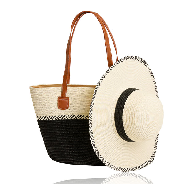 Sunhat Wide Brim Malibu Textured Stripe Contrast