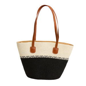Beach Tote Malibu Woven Textured Stripe Paper Bag