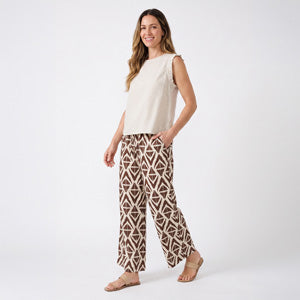 Wide Leg Pants Khloe Printed Elastic Waist Drawstring