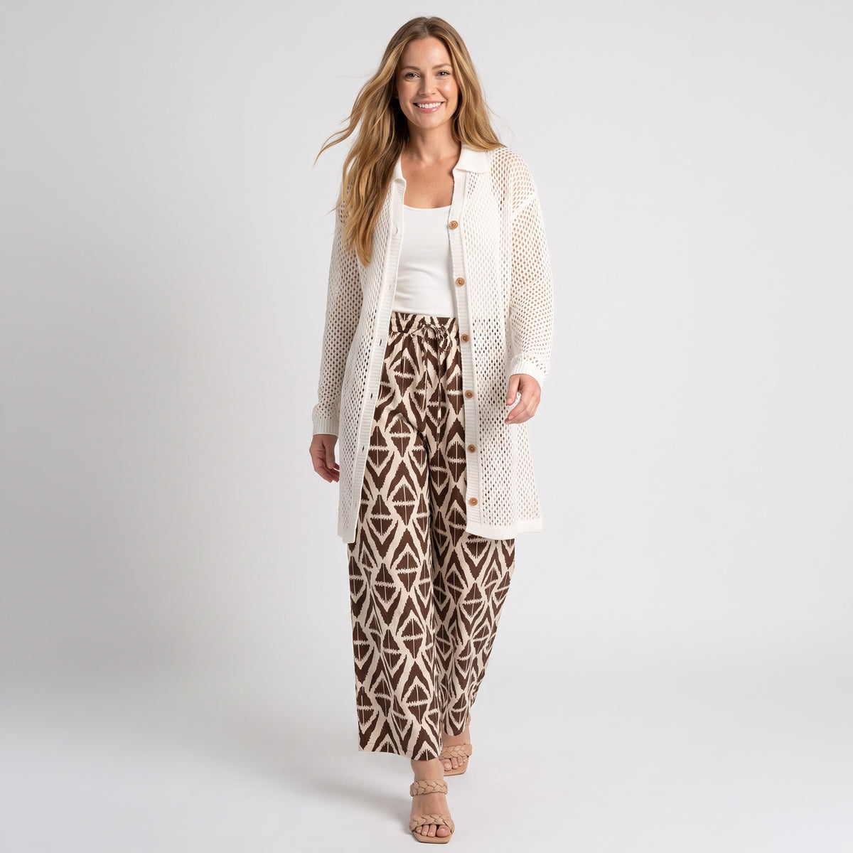 Wide Leg Pants Khloe Printed Elastic Waist Drawstring