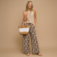 Wide Leg Pants Khloe Printed Elastic Waist Drawstring