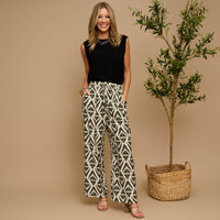 Wide Leg Pants Khloe Printed Elastic Waist Drawstring