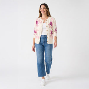 Cardigan Mia Vintage Floral V-Neck Button Up Sweater