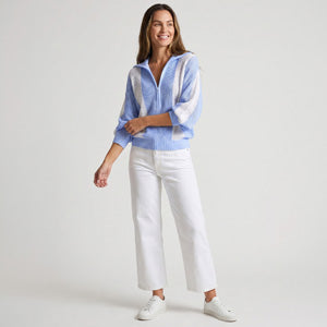Polo Sweater Lily Lightweight Quarter Zip Balloon Sleeve