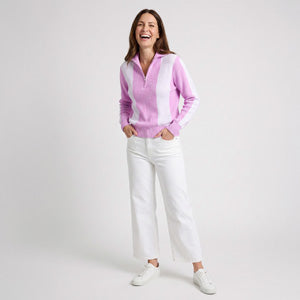 Polo Sweater Lily Lightweight Quarter Zip Balloon Sleeve