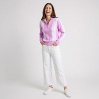 Polo Sweater Lily Lightweight Quarter Zip Balloon Sleeve
