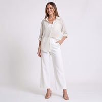 Sheer Blouse Mila Button Up Roll Tab Long Sleeve Top