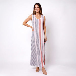 Maxi Dress Kourtney Striped Sleeveless Side Pocket