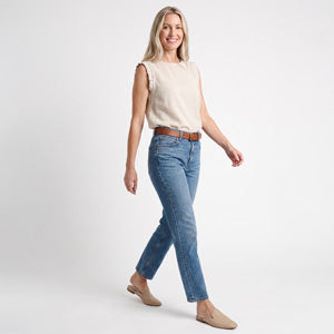 Ruffle Tank Julie Sleeveless Blouse Keyhole Back