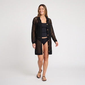 Swim Cover Up Zara Open Knit Button Up Long Sleeve