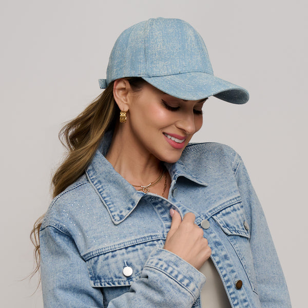 Denim Jacket Marley Rhinestone Raw Hem Button Front