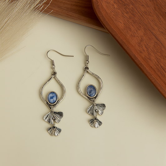 Wild Spirit Silver Rhombus Sodalite Drop Earrings