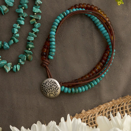 Fallyn Leather Tree of Life Bracelet