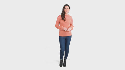 Jaylyn Ribbed Jersey Crew Neck Bishop Long Sleeve Top