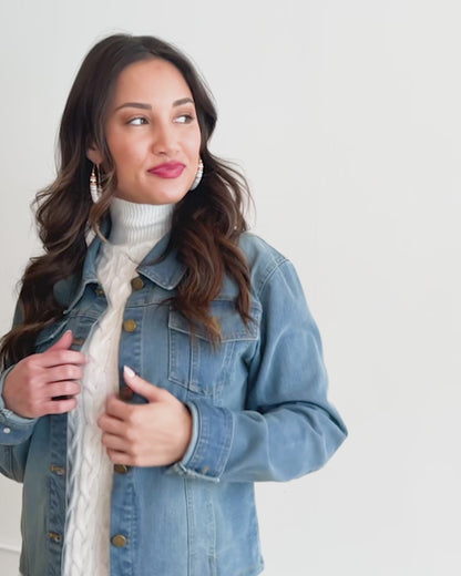 Bowie Light Wash Cropped Stretch Denim Jacket