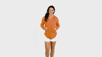 Resortwear Monroe Cotton Gauze Long Sleeve Hooded Pullover