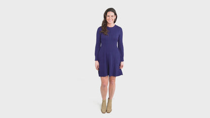 Sheena Crew Neck Cable Knit Long Sleeve Sweater Dress