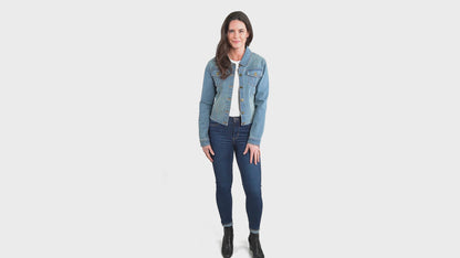 Bowie Light Wash Cropped Stretch Denim Jacket