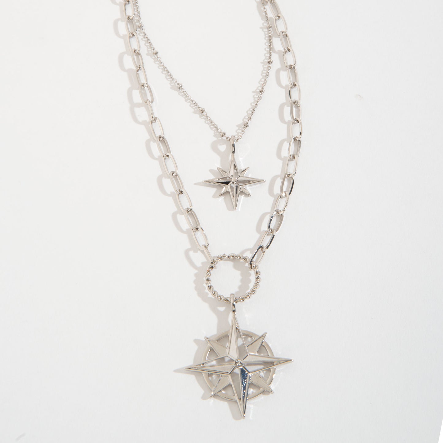 Luna Layered Compass Pendant Necklace