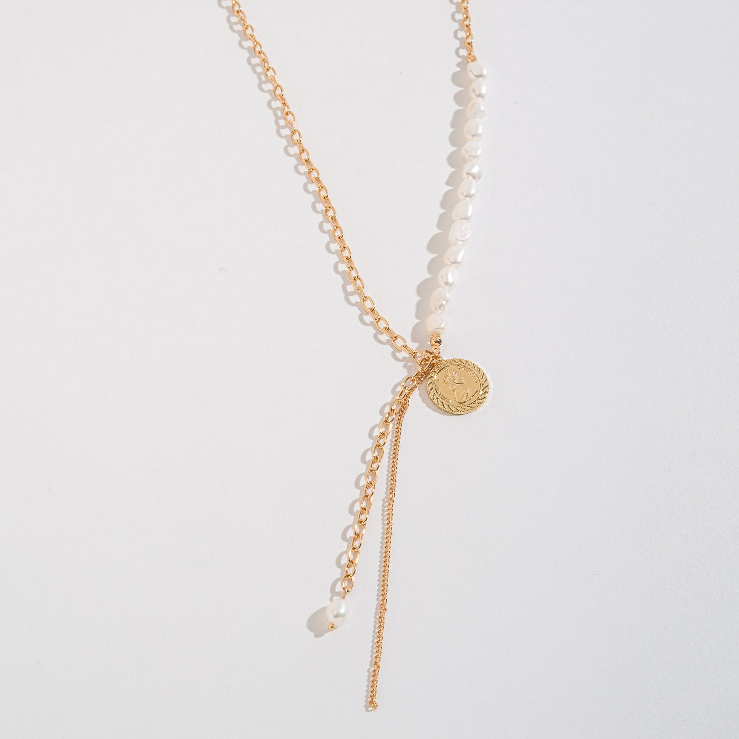 Mya Pearl & Coin Charm Y-Necklace