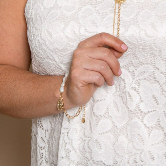 Mya Pearl & Coin Charm Bracelet