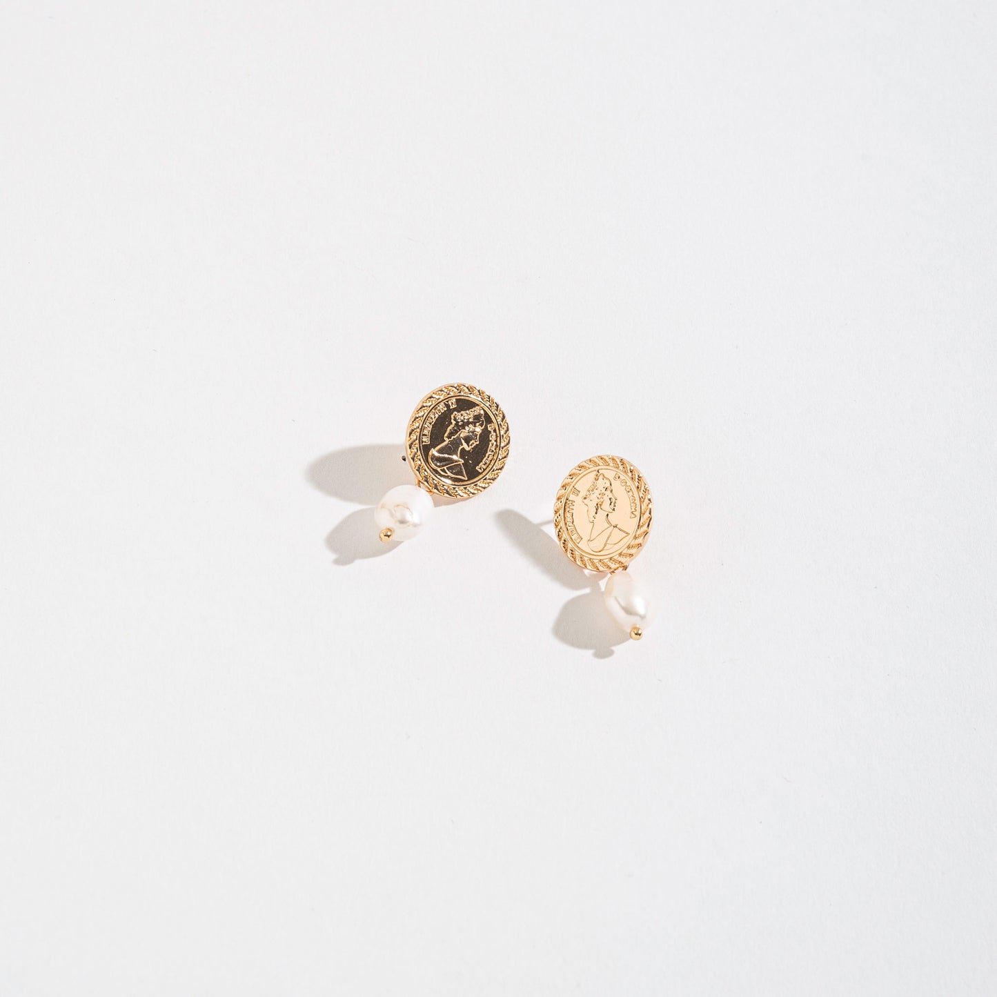 Mya Pearl & Coin Charm Drop Earrings