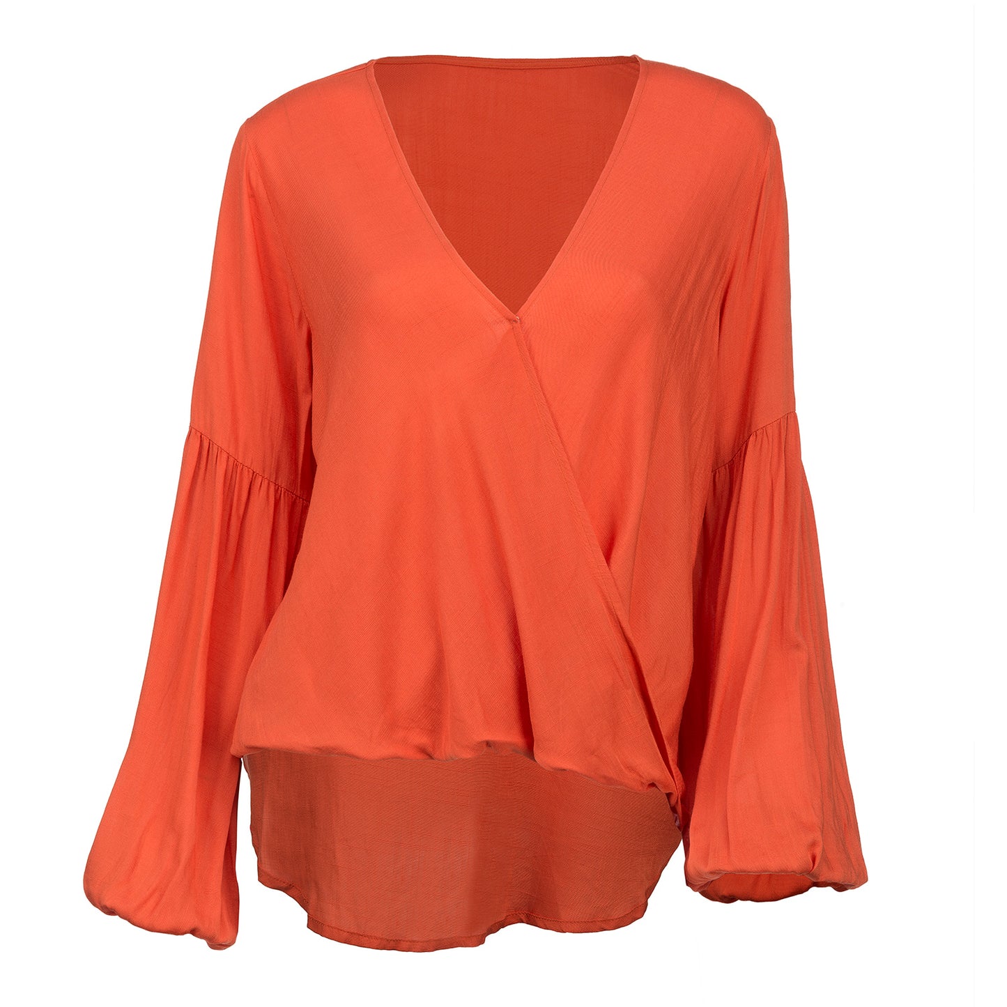 Draped Surplice Love Sleeve Top With Balloon Sleeves