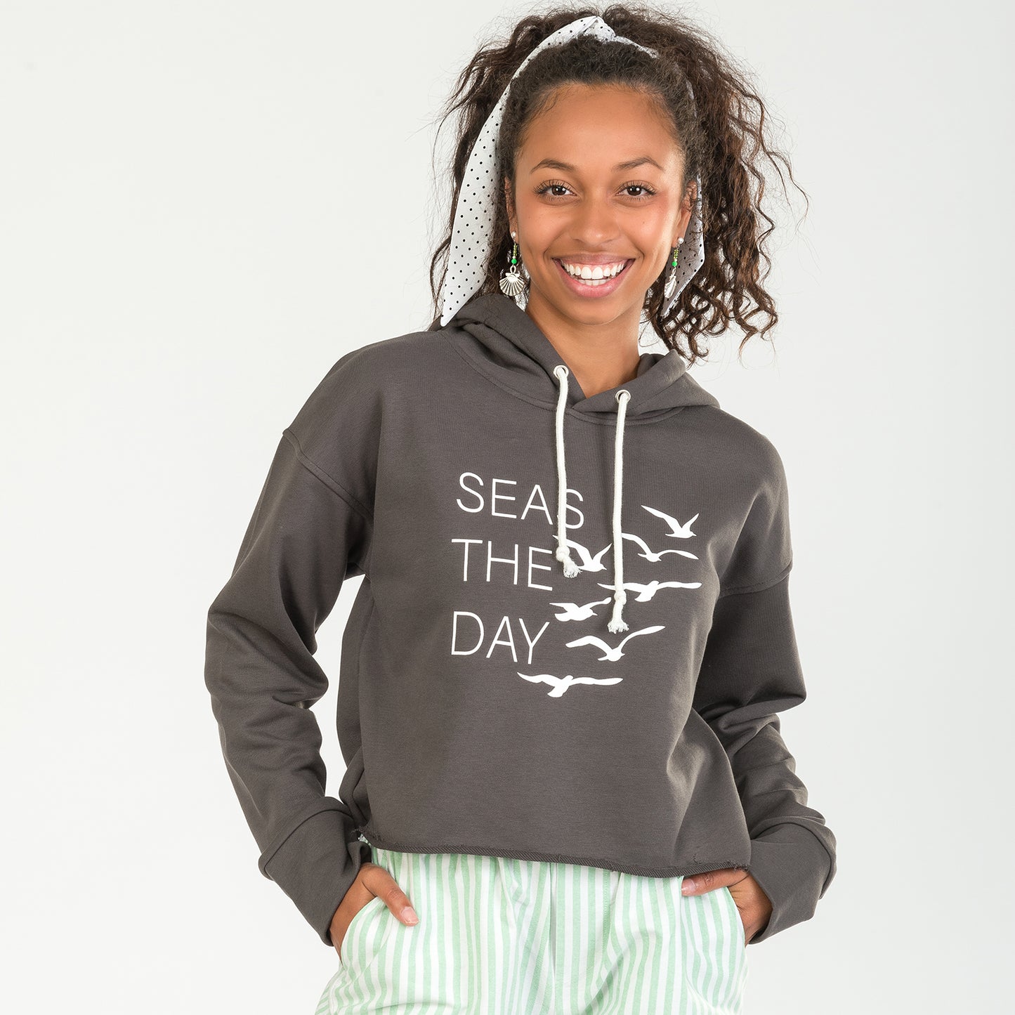 Seas The Day Cropped Hoodie