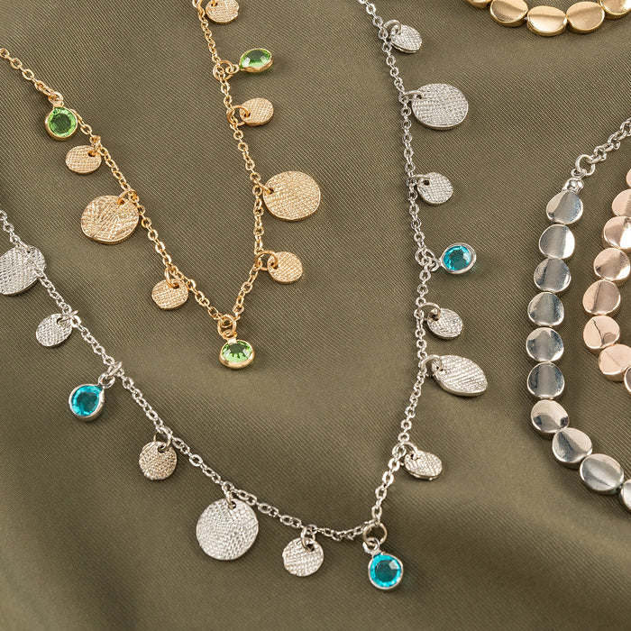 Crystal and Metal Charm Necklace