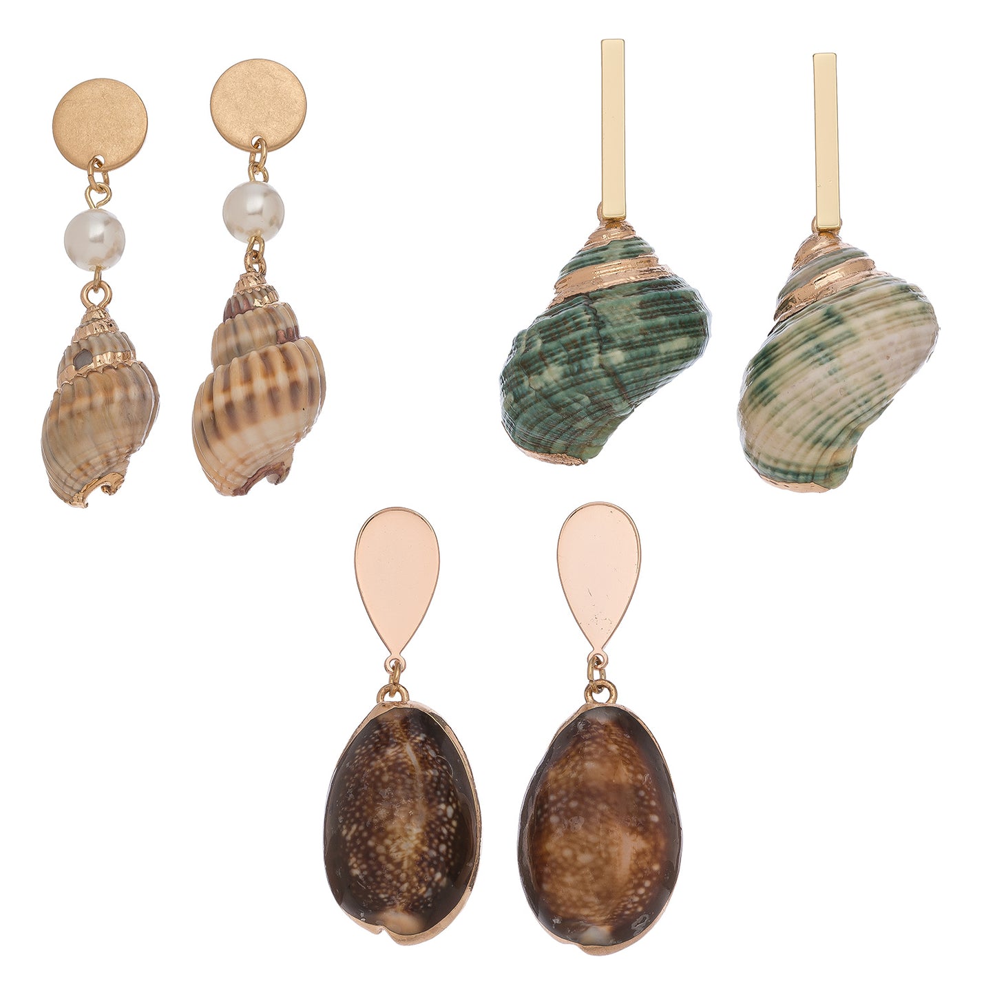 Gold Dipped Genuine Shell Drop Earrings