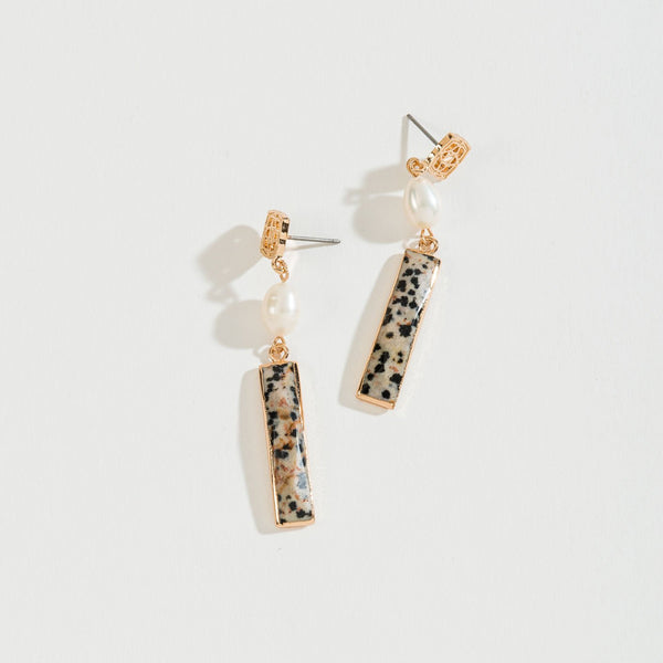 STONE AND PEARL DROP EARRINGS