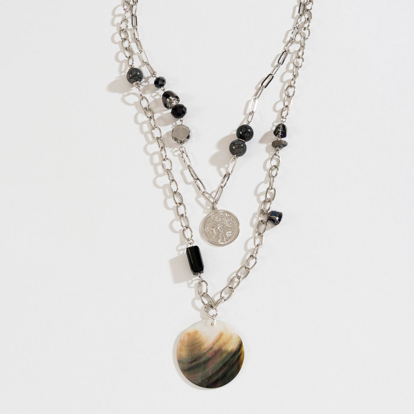 GENUINE SHELL LAYERED COIN NECKLACE