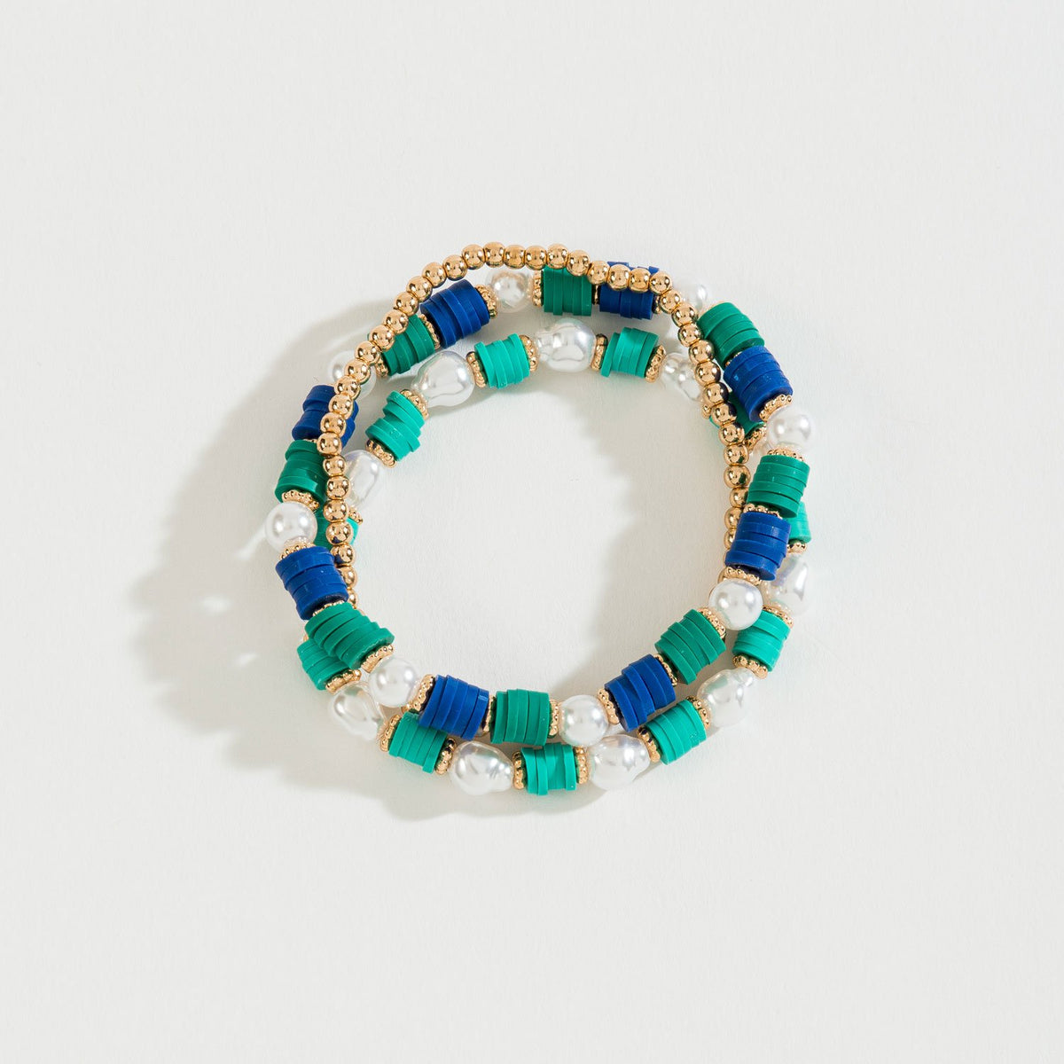 DISC BEAD AND  PEARL STRETCH BRACELET