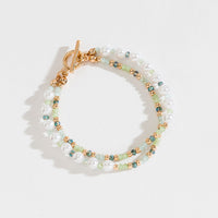SEED BEAD AND PEARL LAYERED TOGGLE BRACELET