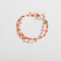 SEED BEAD AND PEARL LAYERED TOGGLE BRACELET