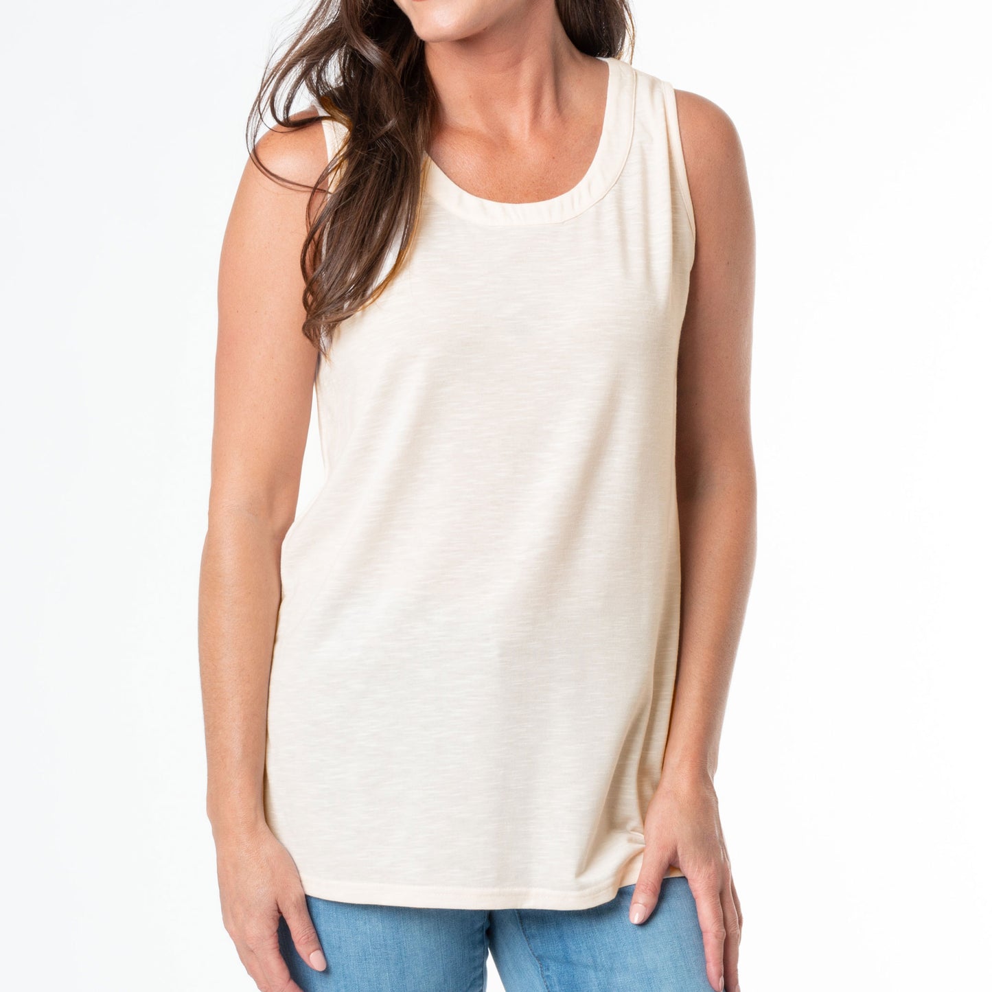 Fallon Slub Jersey Scoop Neck Swing Tank Top