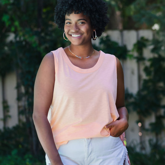 Fallon Slub Jersey Scoop Neck Swing Tank Top