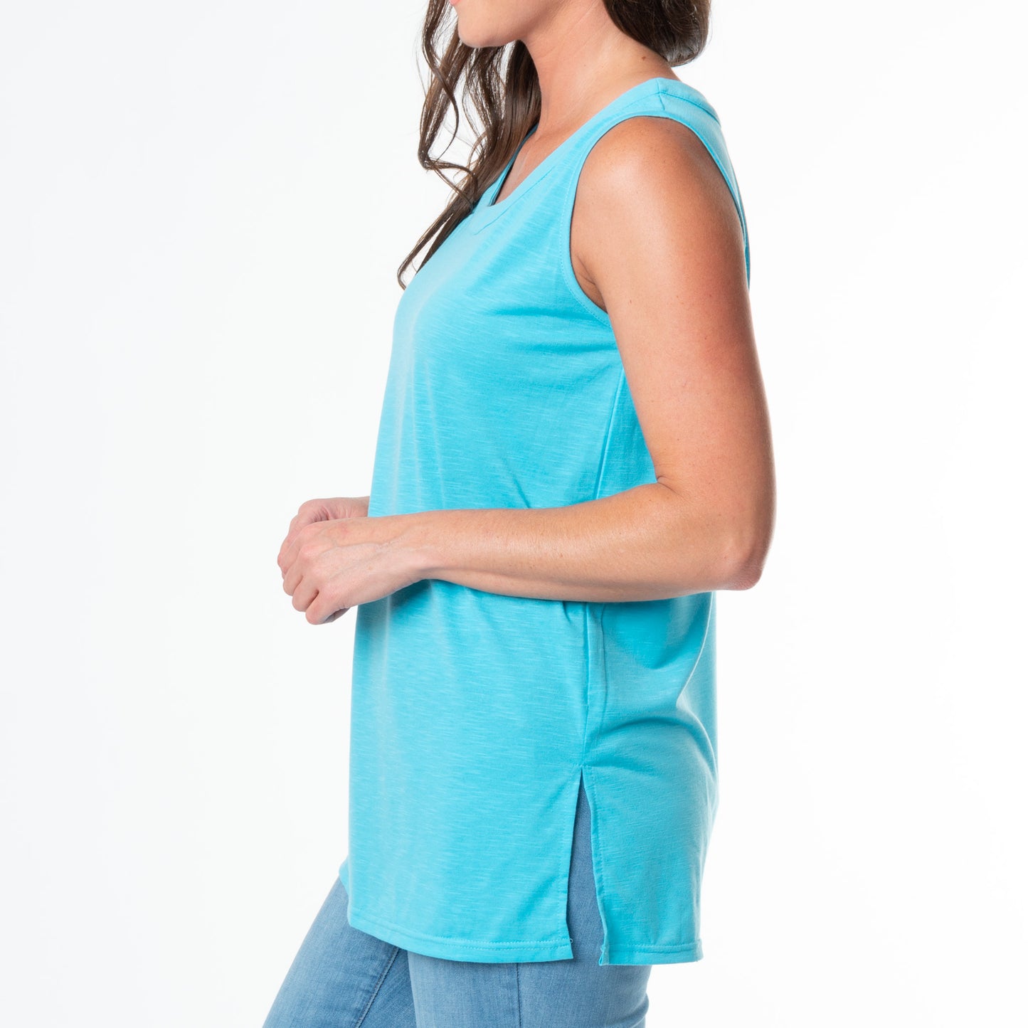 Fallon Slub Jersey Scoop Neck Swing Tank Top