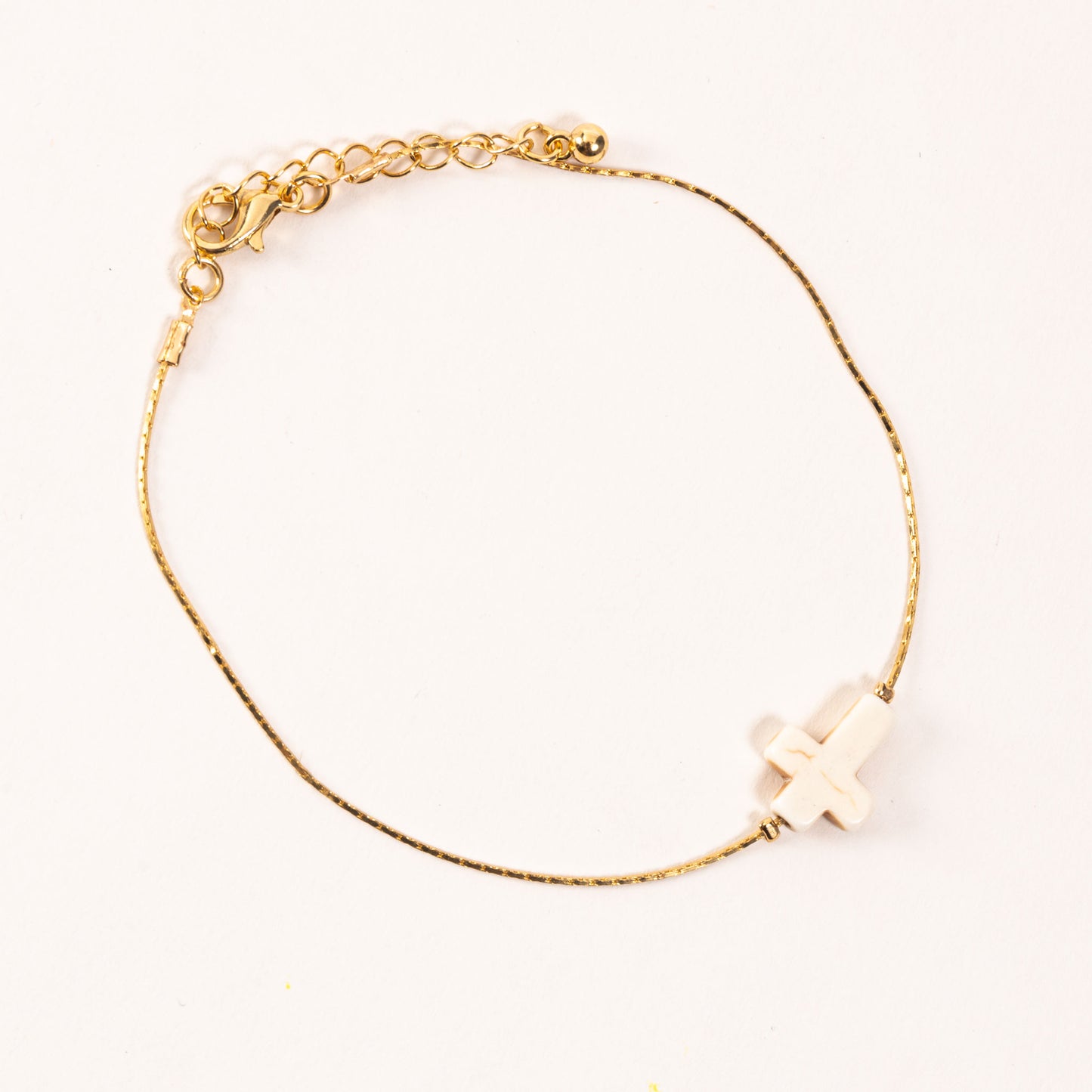 Alexis Genuine Stone Cross Charm Anklet