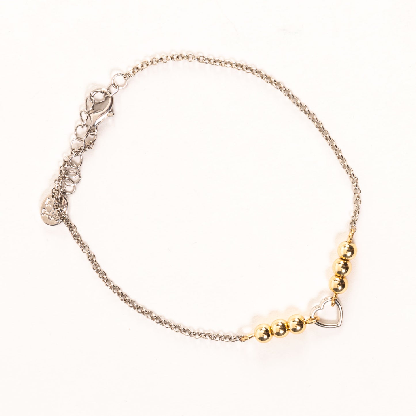 Alexis Gold & Silver Beaded Heart Charm Anklet