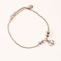 Alexis Genuine Hematite Silver Anchor Charm Anklet