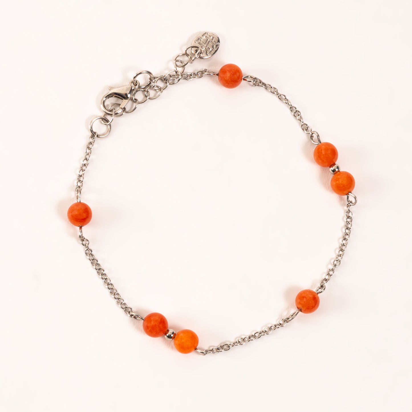 Alexis Coral Bead Silver Chain Anklet