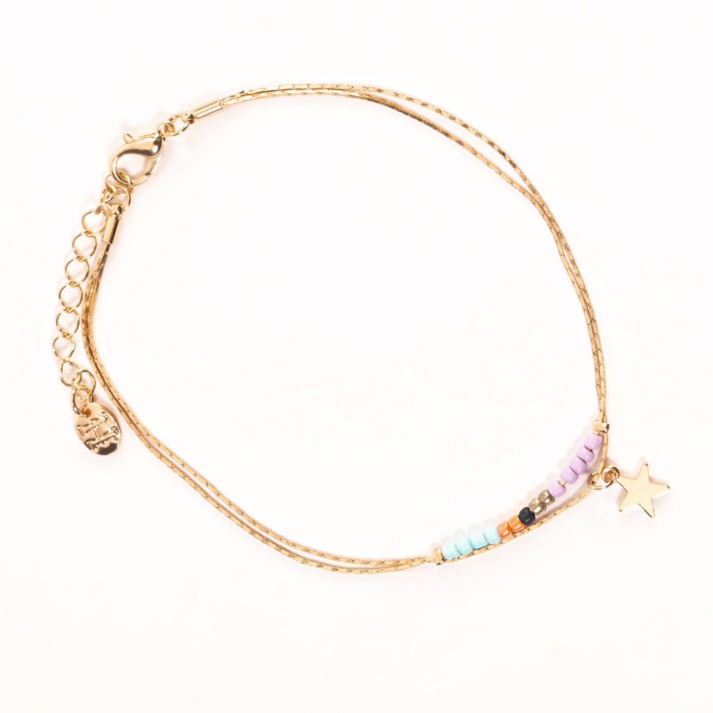 Alexis Layered Seed Bead Gold Charm Anklet