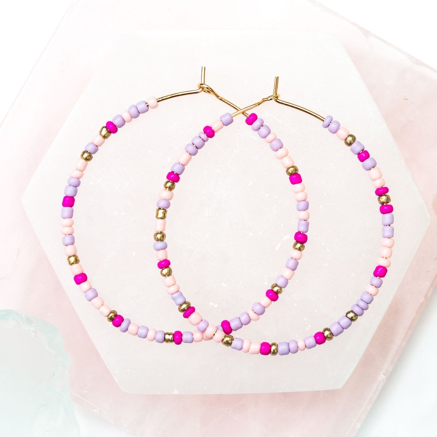Ashli Beaded Drop Hoop Earrings
