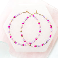Ashli Beaded Drop Hoop Earrings
