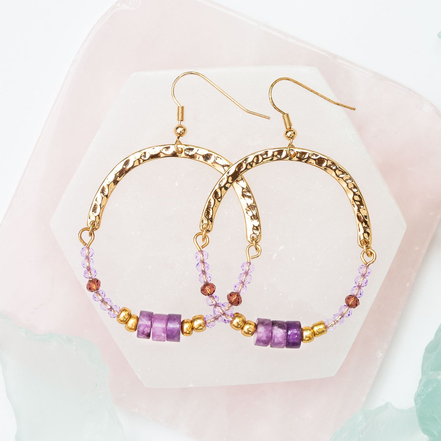 Ashli Genuine Stone Round Drop Earrings