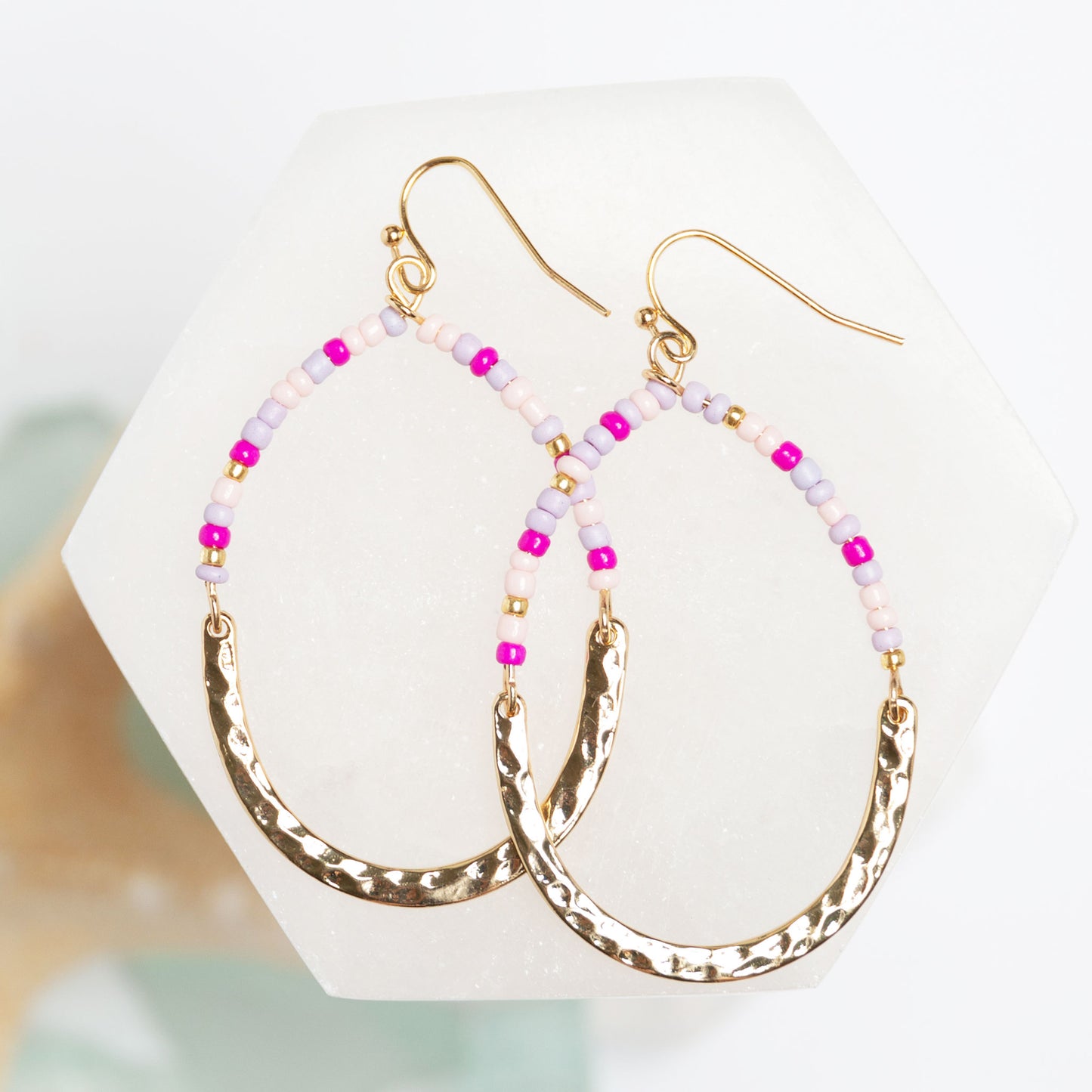 Bead Teardrop Gold Drop Earrings