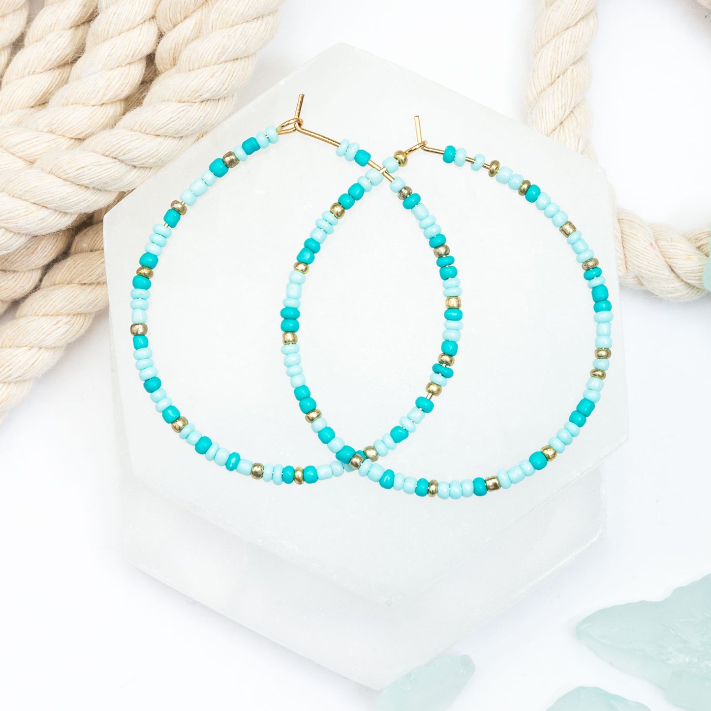 Ashli Beaded Drop Hoop Earrings